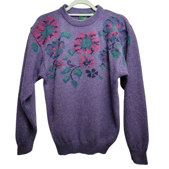 Northern Reflections Purple Floral Wool Cotton Nylon Blend Tapered Waist Size... - Picture 1 of 10